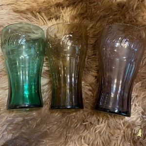 Coca-Cola‎ Coke colored drinking glasses green brown purple tint
